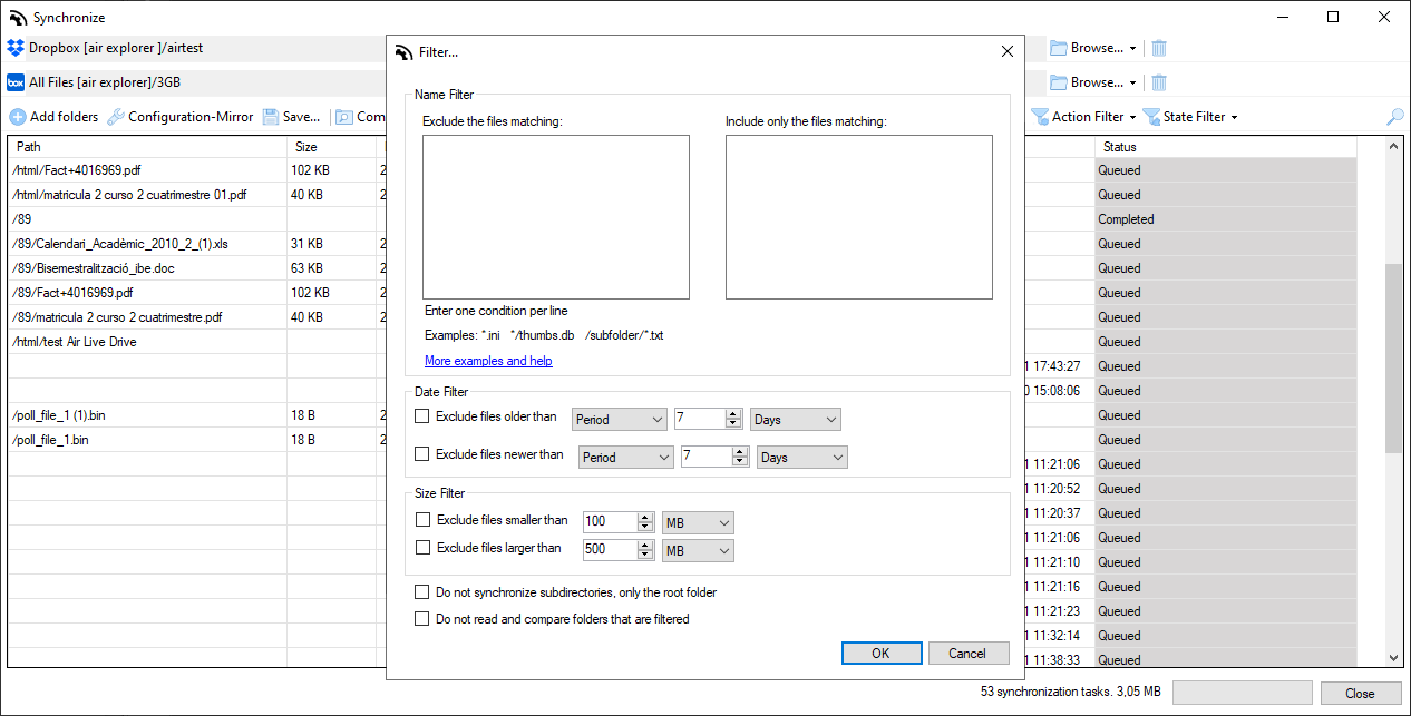 Air Explorer 同步過濾器