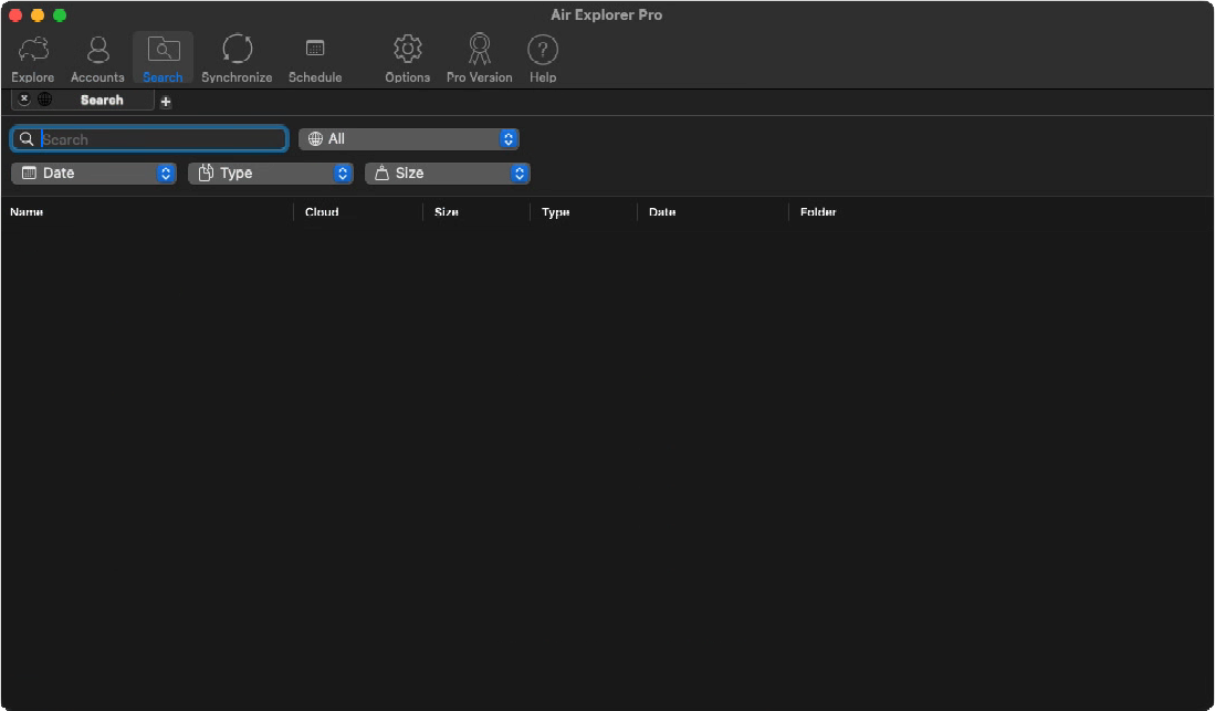 Air Explorer Pro macOS 搜尋介面