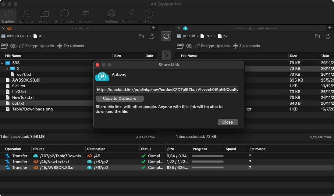 Air Explorer Pro macOS 分享連結視窗